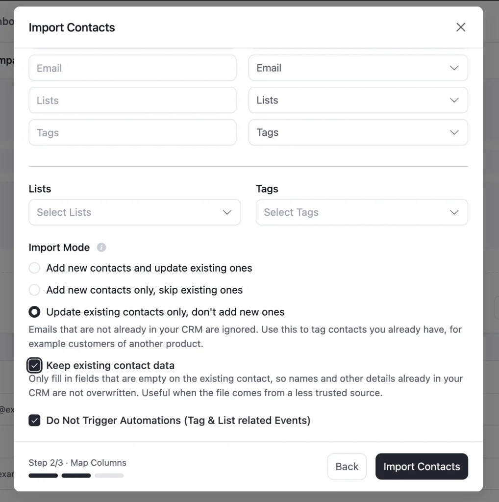 csv import contact update