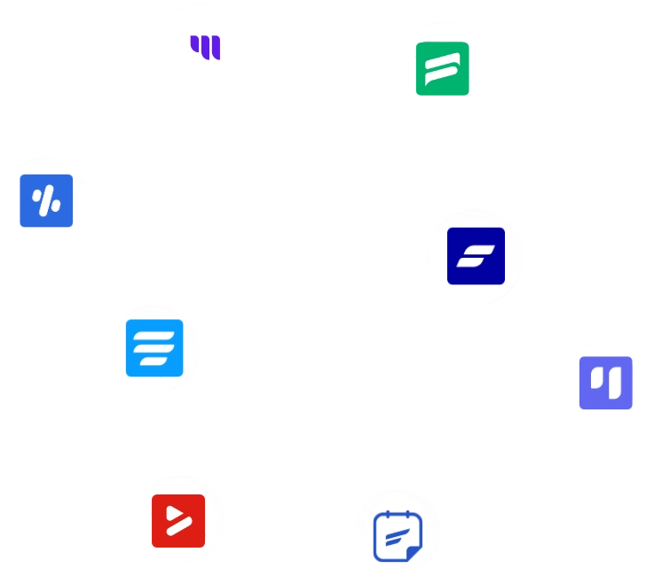 Circular diagram showing various connected application and service icons.