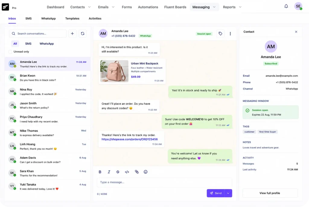 whatsapp sms unified inbox