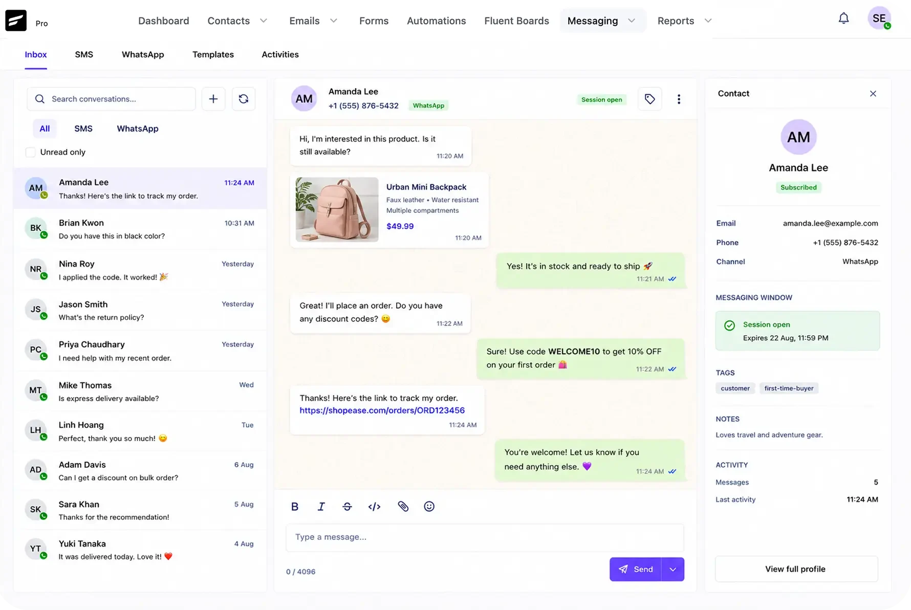 whatsapp sms unified inbox