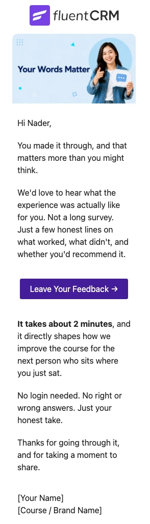 course feedback email