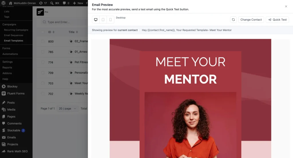 email preview
