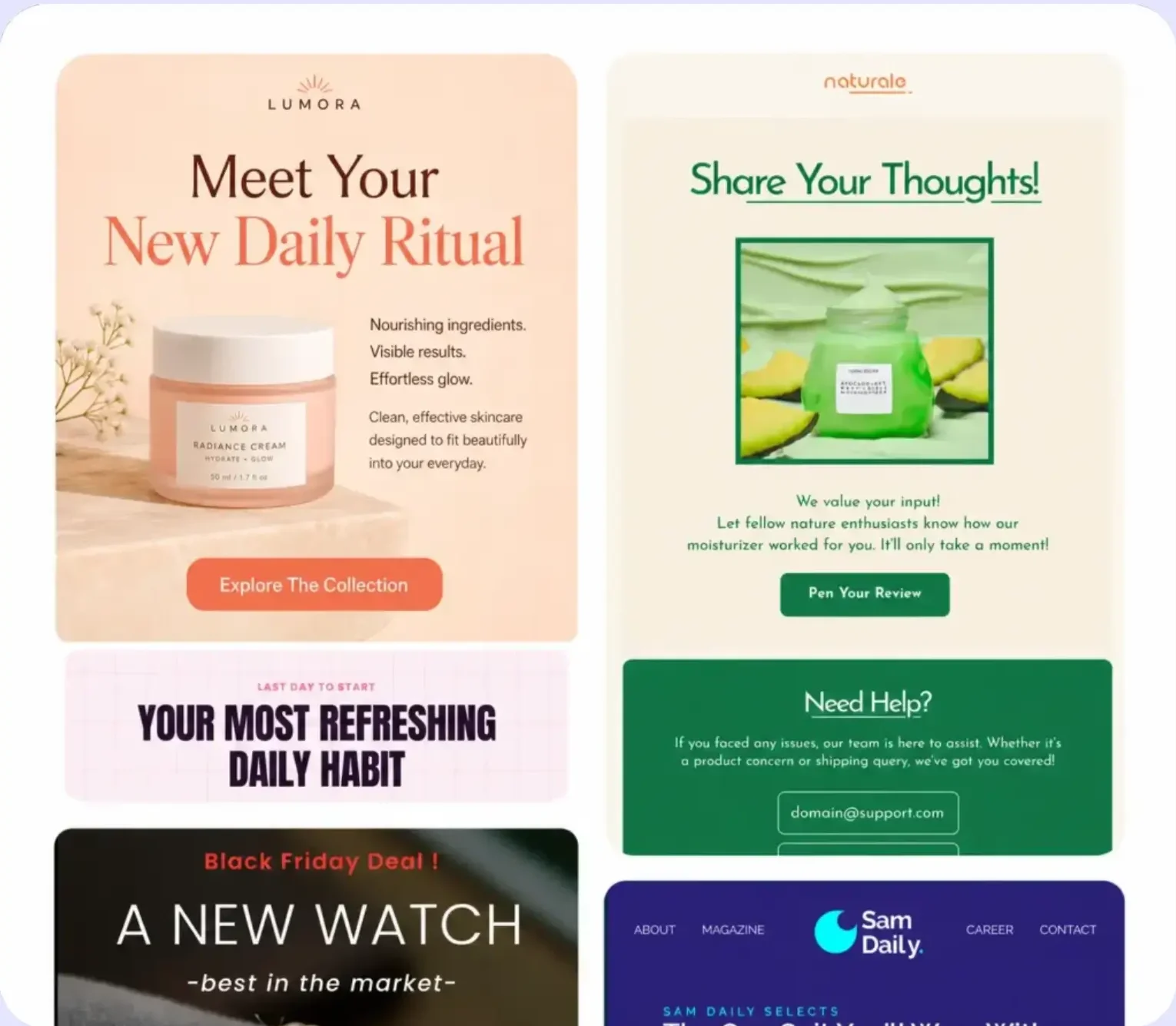 A collection of clean, modern email marketing design templates.