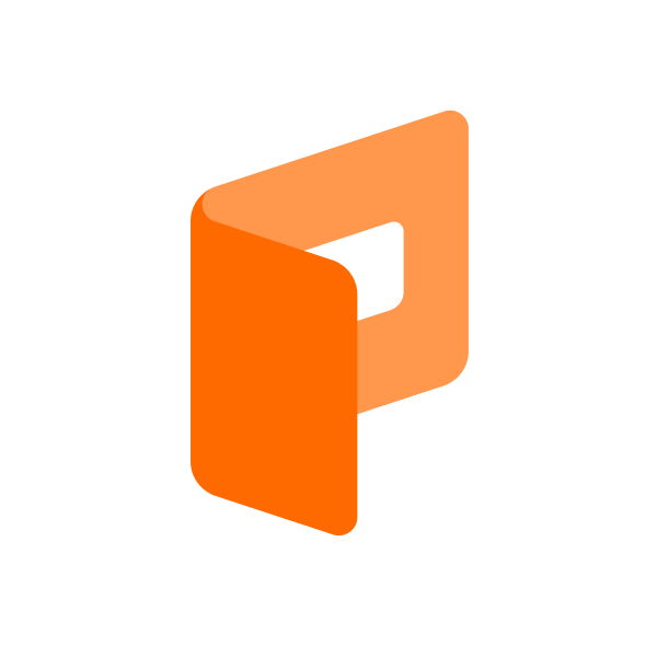 Stylized orange letter P logo shaped like a folder.