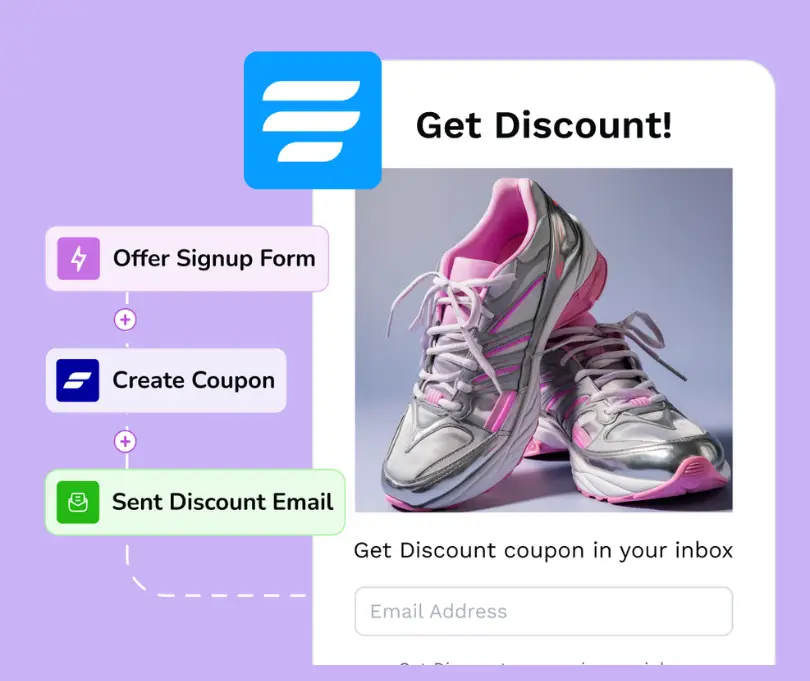 Workflow diagram for creating automated discount email signup forms.