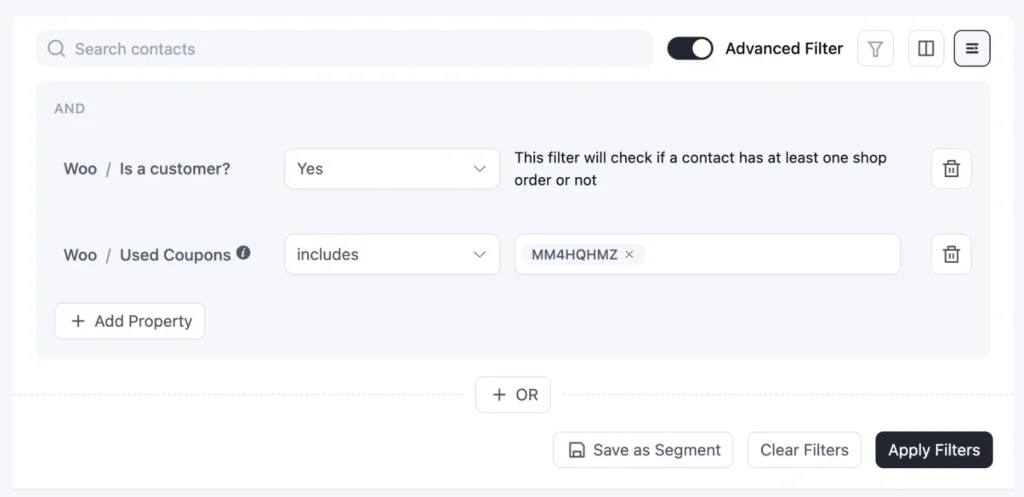 coupon based woo segmentation