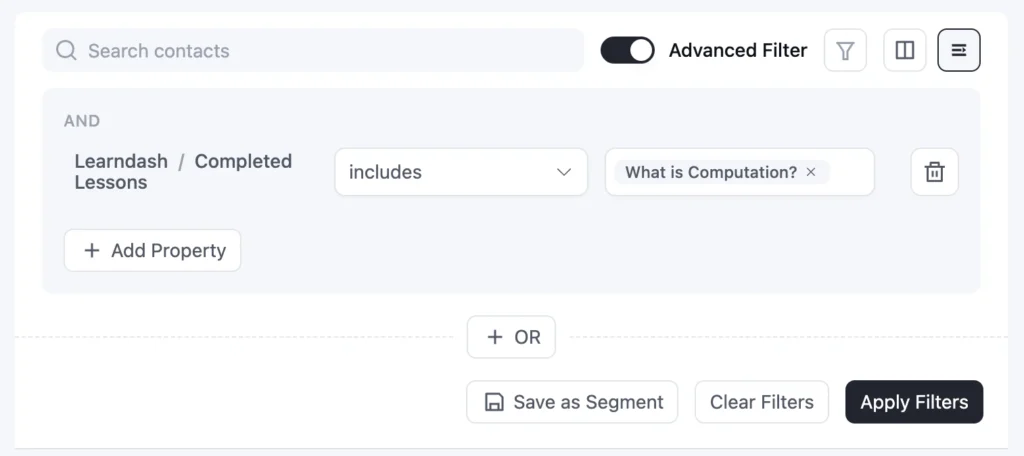course completion based segmentation
