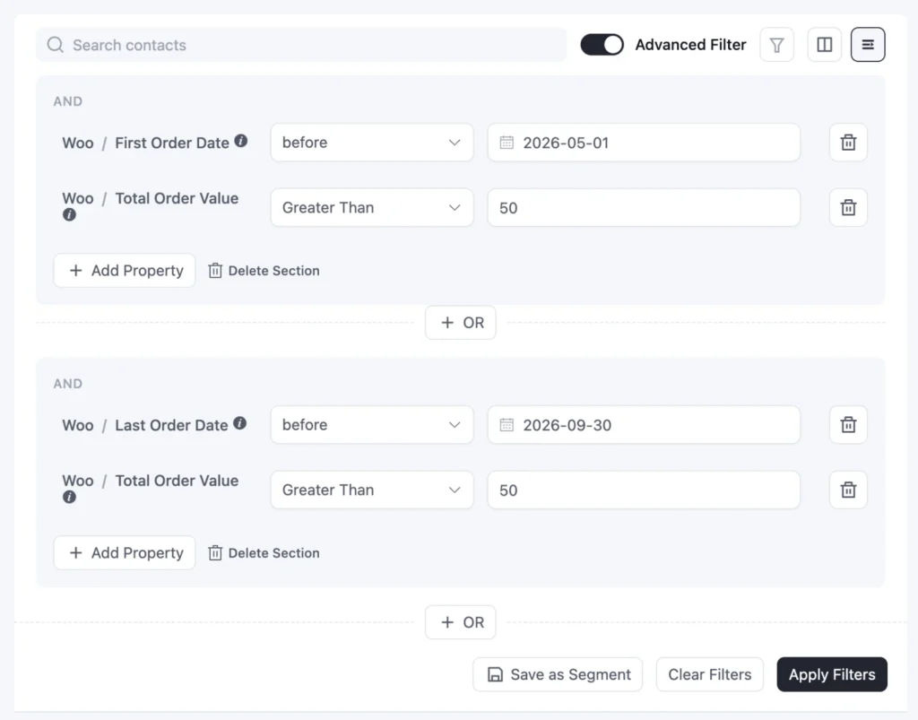 woo order history based segmentation