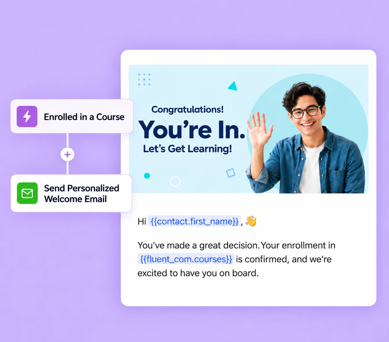 Automated email workflow for new course enrollees.