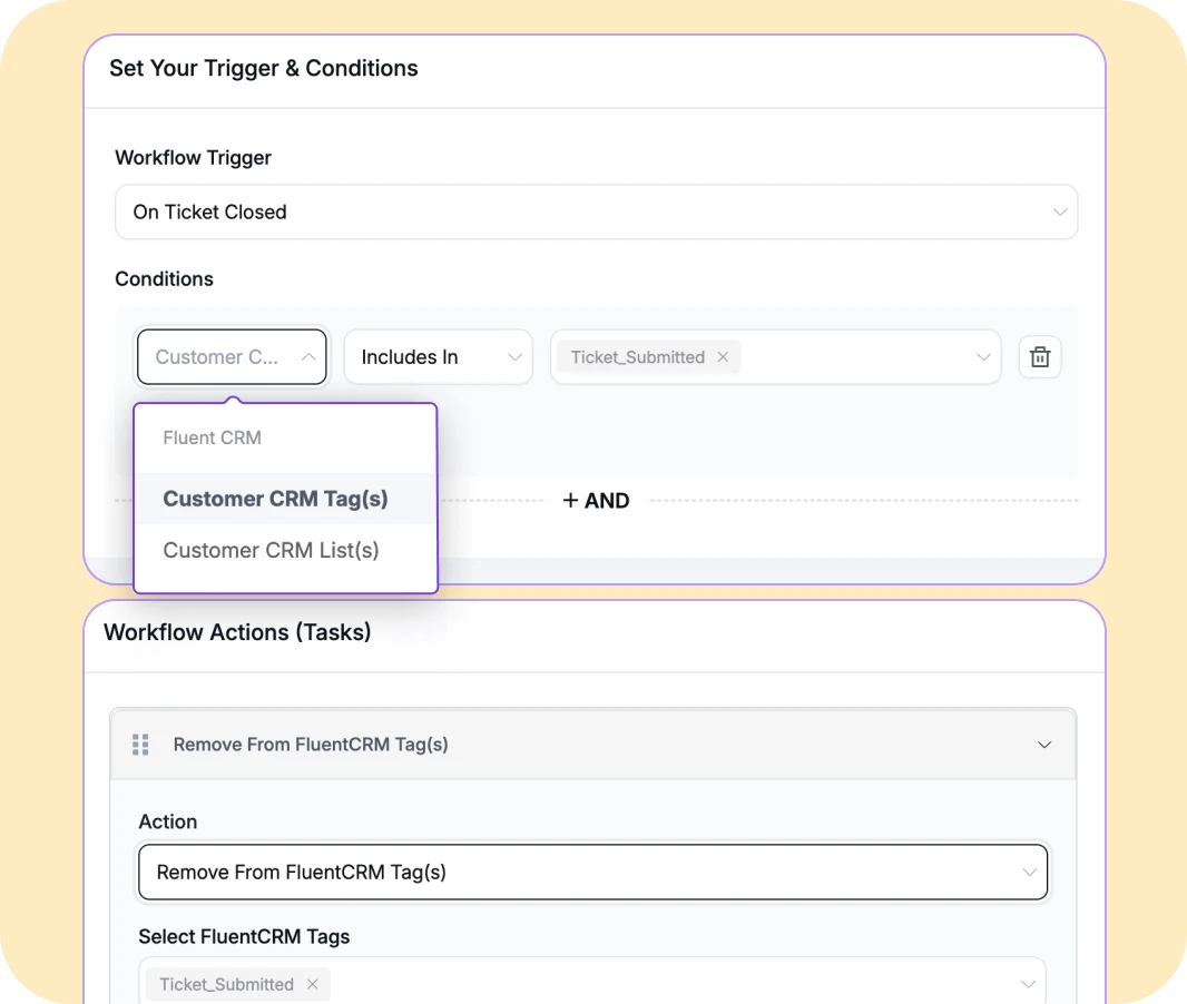 Software interface for setting up automated workflow triggers and conditions.